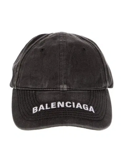 Pre-owned Balenciaga Denim Embroidered Baseball Hat In Gray
