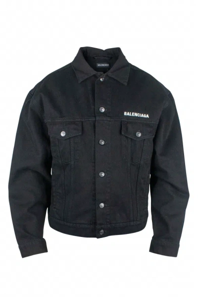 Balenciaga Men Denim Jacket In Black
