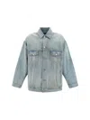 Balenciaga Off-the-shoulder Jacket In Blue