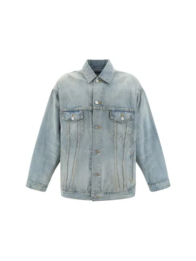 Balenciaga Off-the-shoulder Jacket In Navy