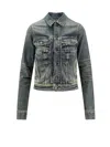 Balenciaga Washed Denim Jacket In Blue