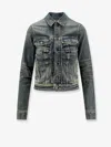 Balenciaga Washed Denim Jacket In Blue