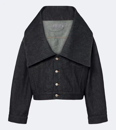 Balenciaga Indigo Blue Denim Jacket With Wide Neckline