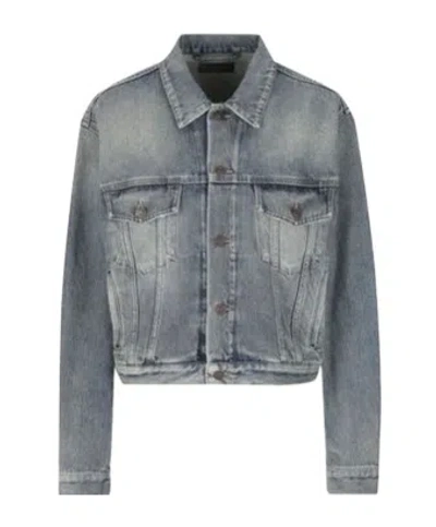 Balenciaga Black Wool Blazer Jacket By . Oversized Cut. Marked Waist. Button Front Closure In Blue
