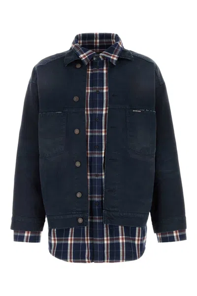 Balenciaga Denim Jacket In Cotton With Cotton Lining In Blue