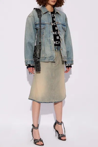 Balenciaga Denim Jacket In Light Blue