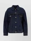 Balenciaga Denim Jacket With Adjustable Waist And Multiple Pockets In Blue