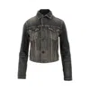 Balenciaga Dark Denim Jacket With Laces In Gray
