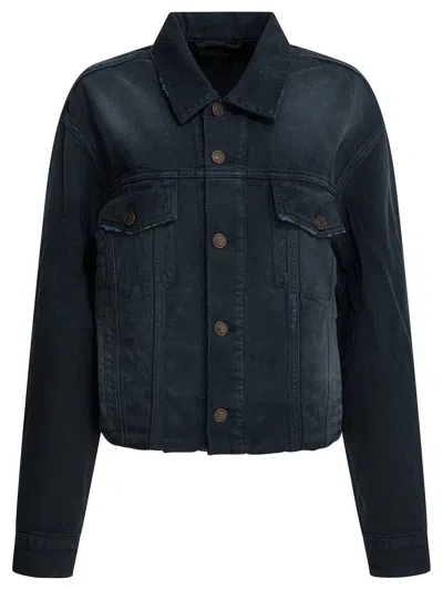 Balenciaga Denim Jacket With Old Effect Jackets And Coats Blue