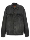 Balenciaga Denim Jacket With Used Effect Casual Jackets And Parka Gray In Black