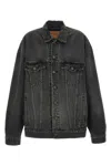 Balenciaga Denim Jacket With Used Effect Casual Jackets And Parka Gray In Black