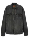 Balenciaga Denim Jacket With Used Effect Casual Jackets And Parka Gray In Black