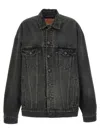 Balenciaga Distressed Denim Jacket With Collar And Pockets In Gray