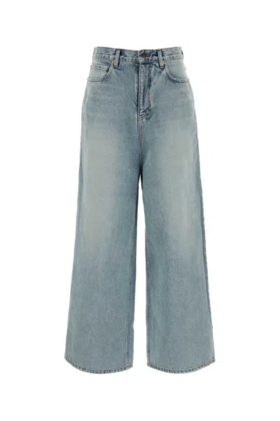 Balenciaga High Waist Wide Leg Denim Jeans In Blue