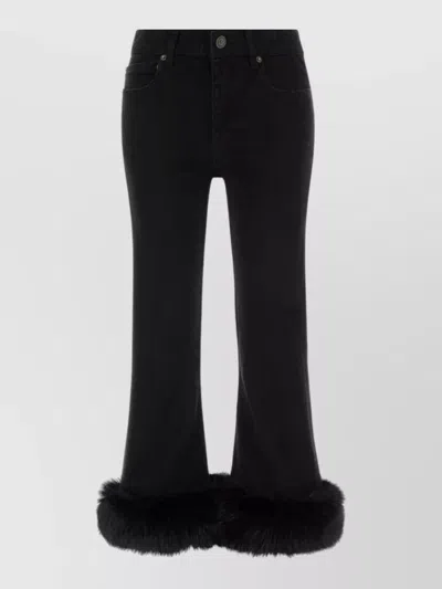 Balenciaga Denim Jeans Flared Design Fur Trim In Black