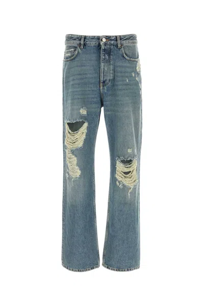 Balenciaga Distressed Straight-leg Jeans In Blue