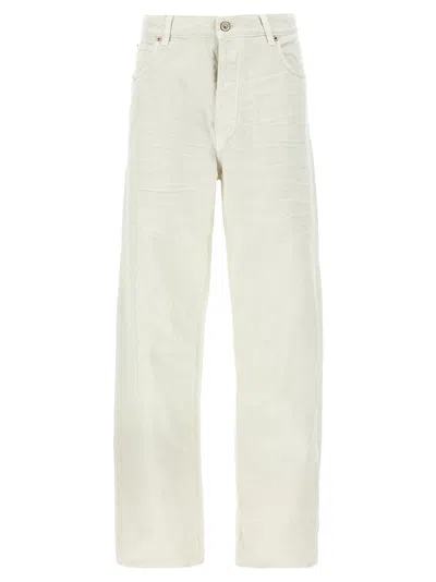 Balenciaga Vintage Wrinkled Cotton Denim Jeans In White
