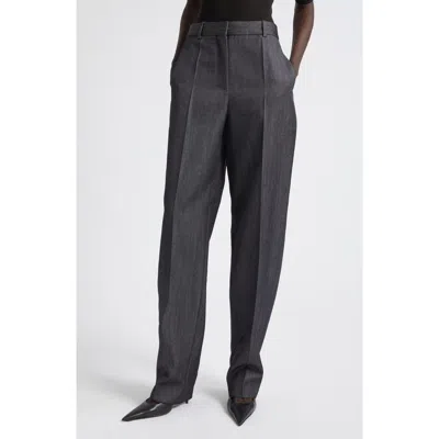 Balenciaga Denim Look Wool Twill Fittined Trousers In Gray