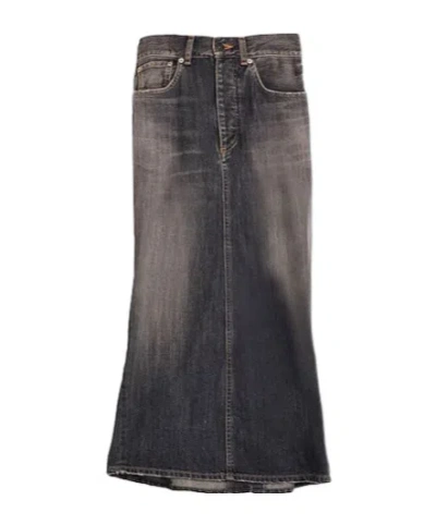 Balenciaga Denim Midi Skirt In Black