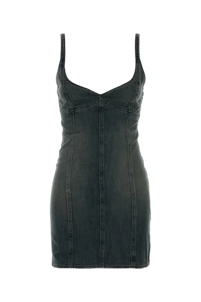 Balenciaga Denim Mini Dress In Blue