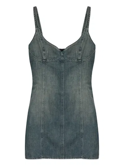 Balenciaga Denim Mini Dress In Blue