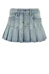 Balenciaga Mini Skirt With Pleats And Pockets In Blue