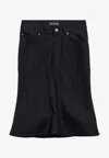 Balenciaga Flared Midi Skirt Featuring Five Pockets In Black