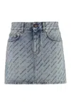 Balenciaga Women Miniskirt With Logo In Blue