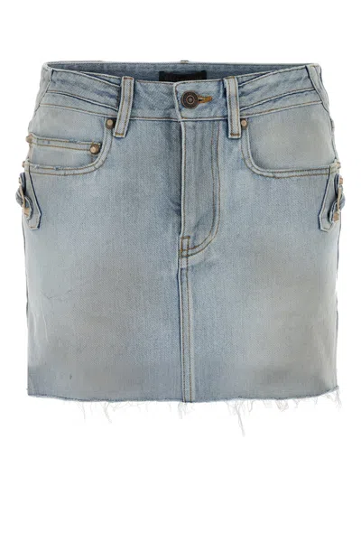 Balenciaga Denim Mini Skirt In Blue