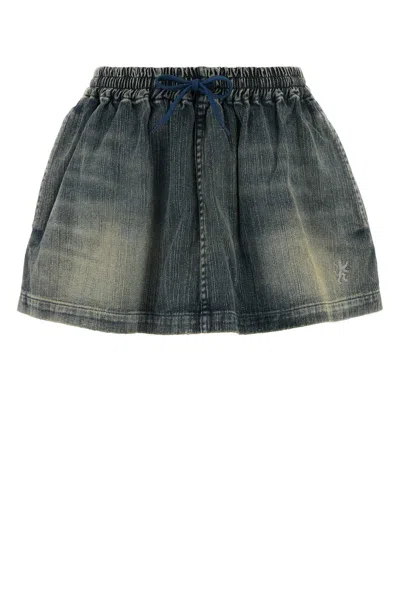 Balenciaga Denim Mini Skirt In Blue