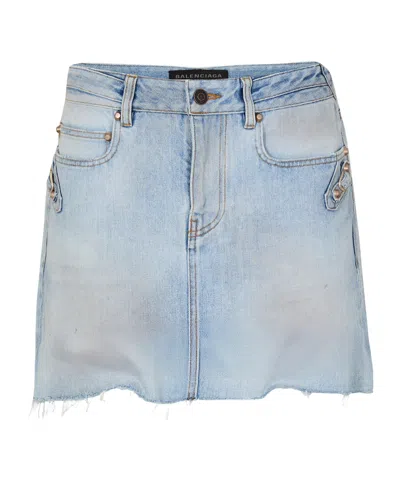 Balenciaga Denim Mini Skirt In Blue