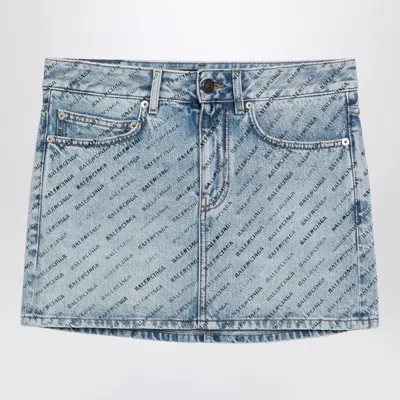 Balenciaga Women Miniskirt With Logo In Blue