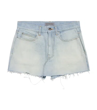 Balenciaga Denim Mini Skort In Blue