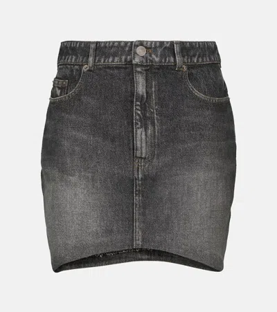 Balenciaga Denim Miniskirt In Black