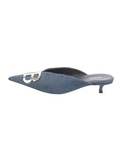Pre-owned Balenciaga Denim Mules In Blue