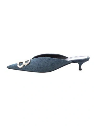 Pre-owned Balenciaga Denim Mules In Blue