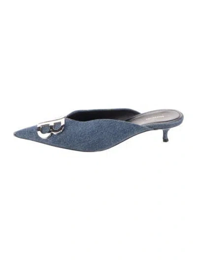 Pre-owned Balenciaga Denim Mules In Blue