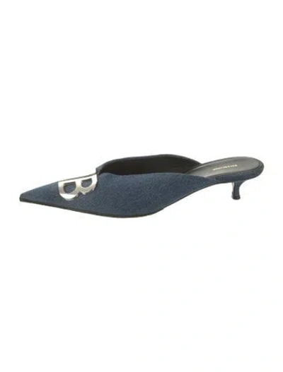 Pre-owned Balenciaga Denim Mules In Blue