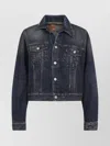 Balenciaga Denim Off-shoulder Cropped Jacket In Multi