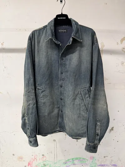 Balenciaga Denim Overshirt In Blue
