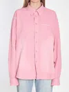 Balenciaga Denim Overshirt In Pink