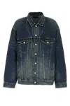 Balenciaga Blue Jacket With Classic Collar And Maxi Logo Print On The Rear In Denim Man