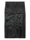 Balenciaga Denim-panel Midi Skirt In Black