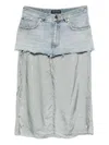 Balenciaga Ripped Off Denim Midi Skirt In Blue