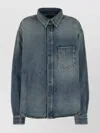 Balenciaga Blue Oversized Shirt With Chest Pocket And Washed Effect In Cotton Woman