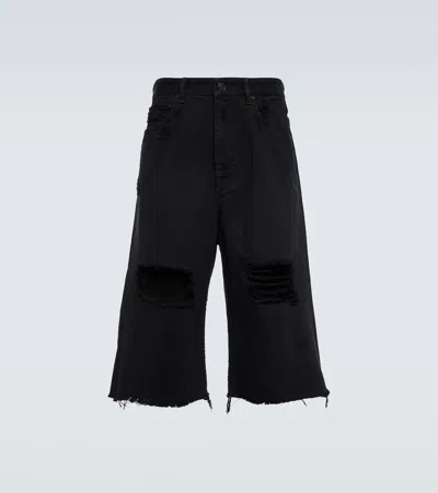Balenciaga Denim Shorts In 1700 Peach Pitch Bla