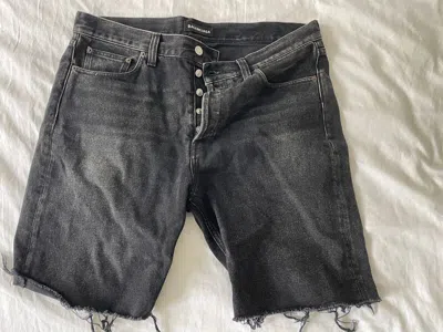 Pre-owned Balenciaga Denim Shorts In Washed Black