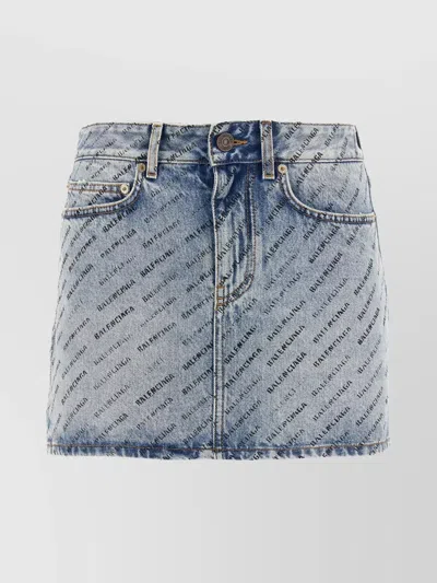 BALENCIAGA DENIM SKIRT LOGO POCKETS LOOPS