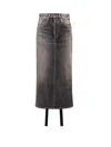 Balenciaga Denim Skirt With Laces Interwining In Gray