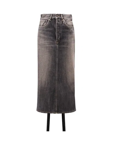 BALENCIAGA DENIM SKIRT WITH LACES INTERWINING